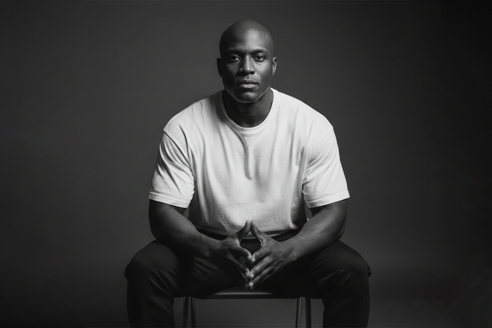 Professional portrait of man in white t-shirt